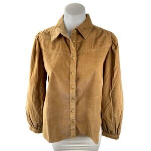NEW Levi's Women's Tan Corduroy Long Sleeve Western Button Down Shirt Top Size M